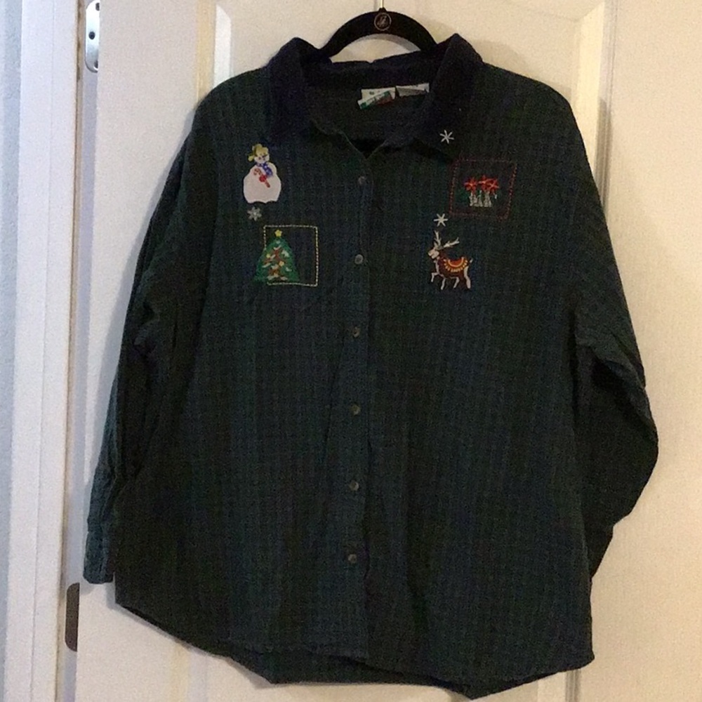 Vintage NutCracker Plus Size Holiday Christmas Shirt with Embroidery 22W